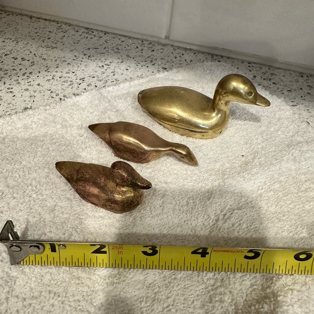 Set of Three Brass Duck Figurines